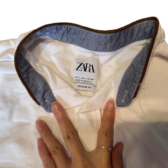Zara Men Grandad Collar Button Down Size L - Picture 3 of 5